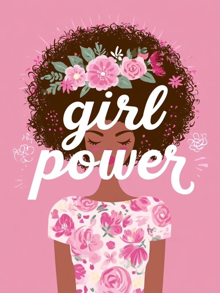 Girl Power Floral Typography Poster. poster detail