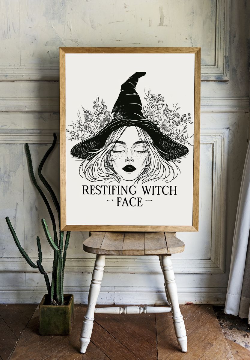 Resting Witch Face Typography Print. room preview
