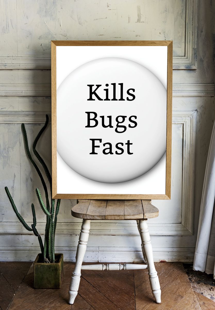 Kills Bugs Fast Typography Poster. — room view 1