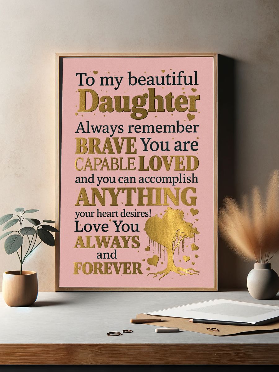 To My Daughter Typography Poster. — room view 2