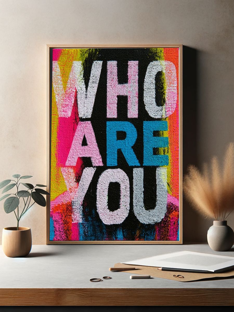 Who Are You Typography Poster. — room view 2