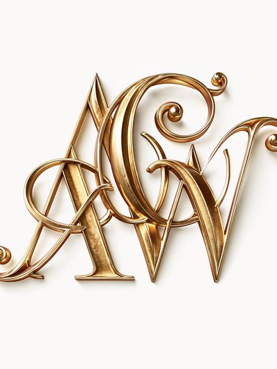 Gold Monogram Typography Poster.