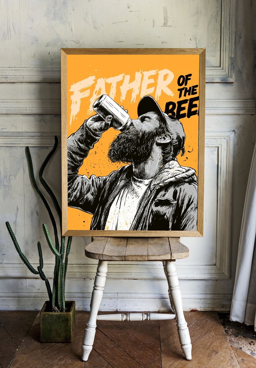Father of the Beer Typography Poster. room preview