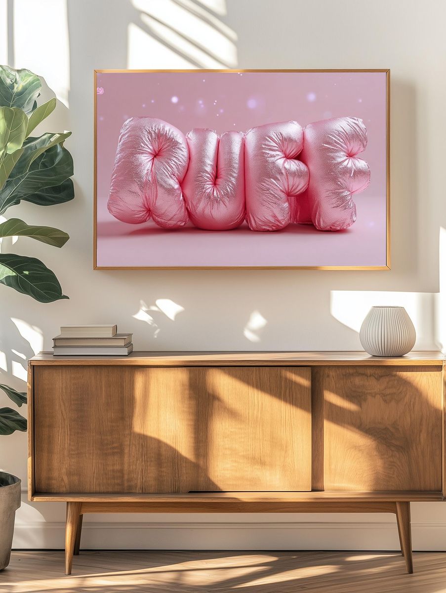 Puff Pink Typography Poster. — room view 3