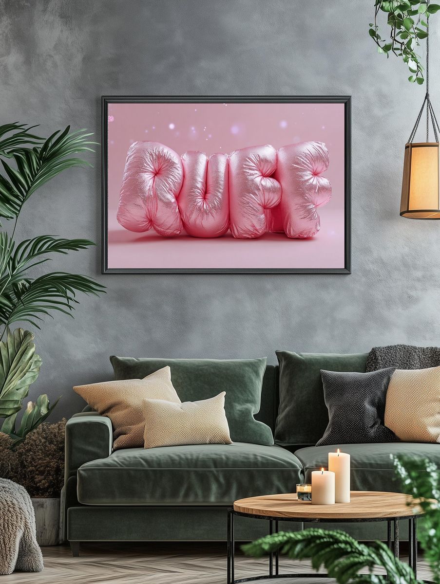 Puff Pink Typography Poster. — room view 4