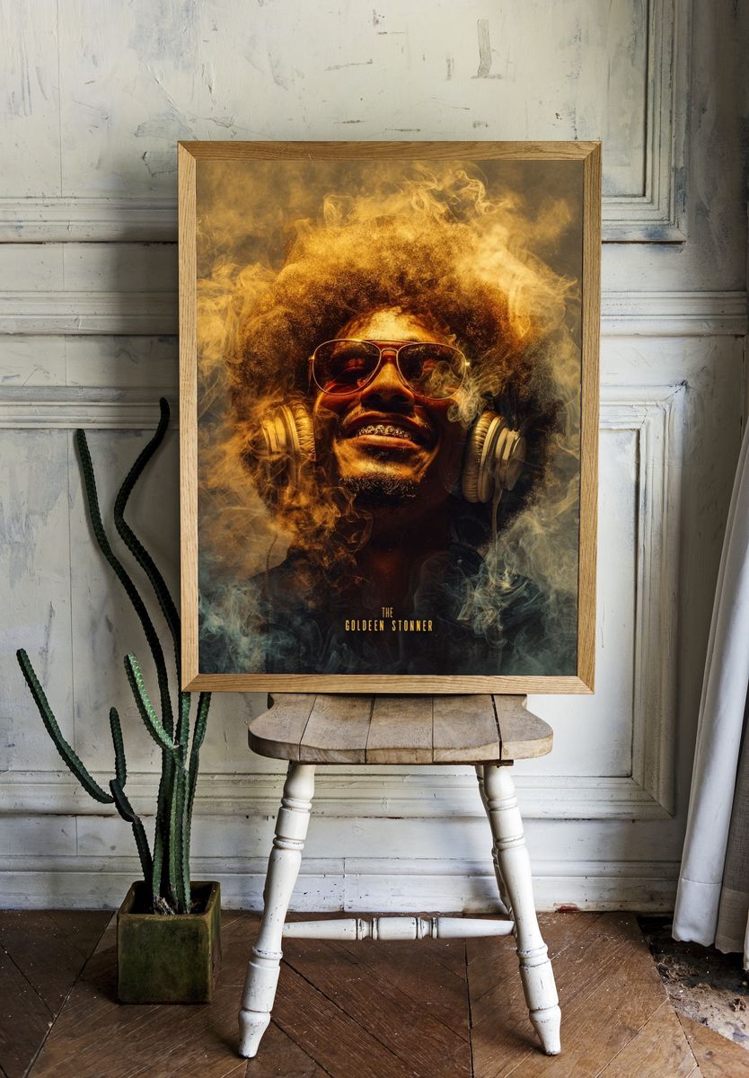 The Golden Stoner Typography Poster. — room view 1