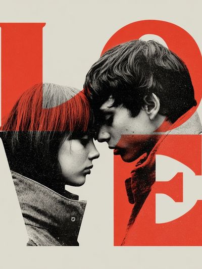 Red Love Collage Typography Poster. poster