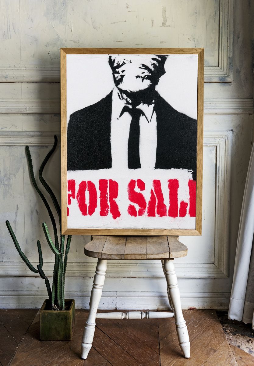 For Sale Stencil Typography Poster. room preview
