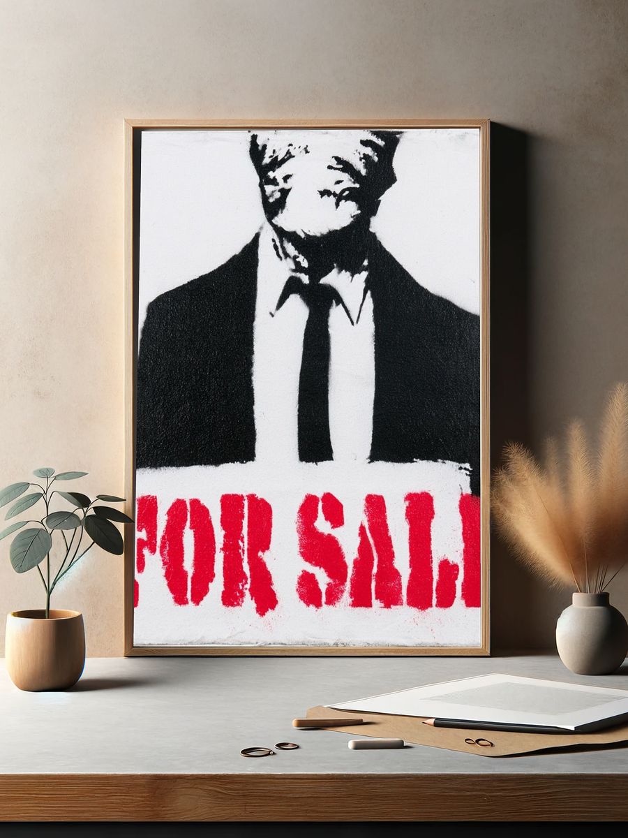 For Sale Stencil Typography Poster. — room view 2