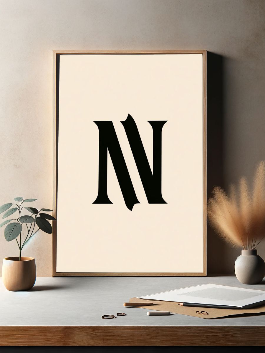 Monogram N Typography Poster. — room view 2