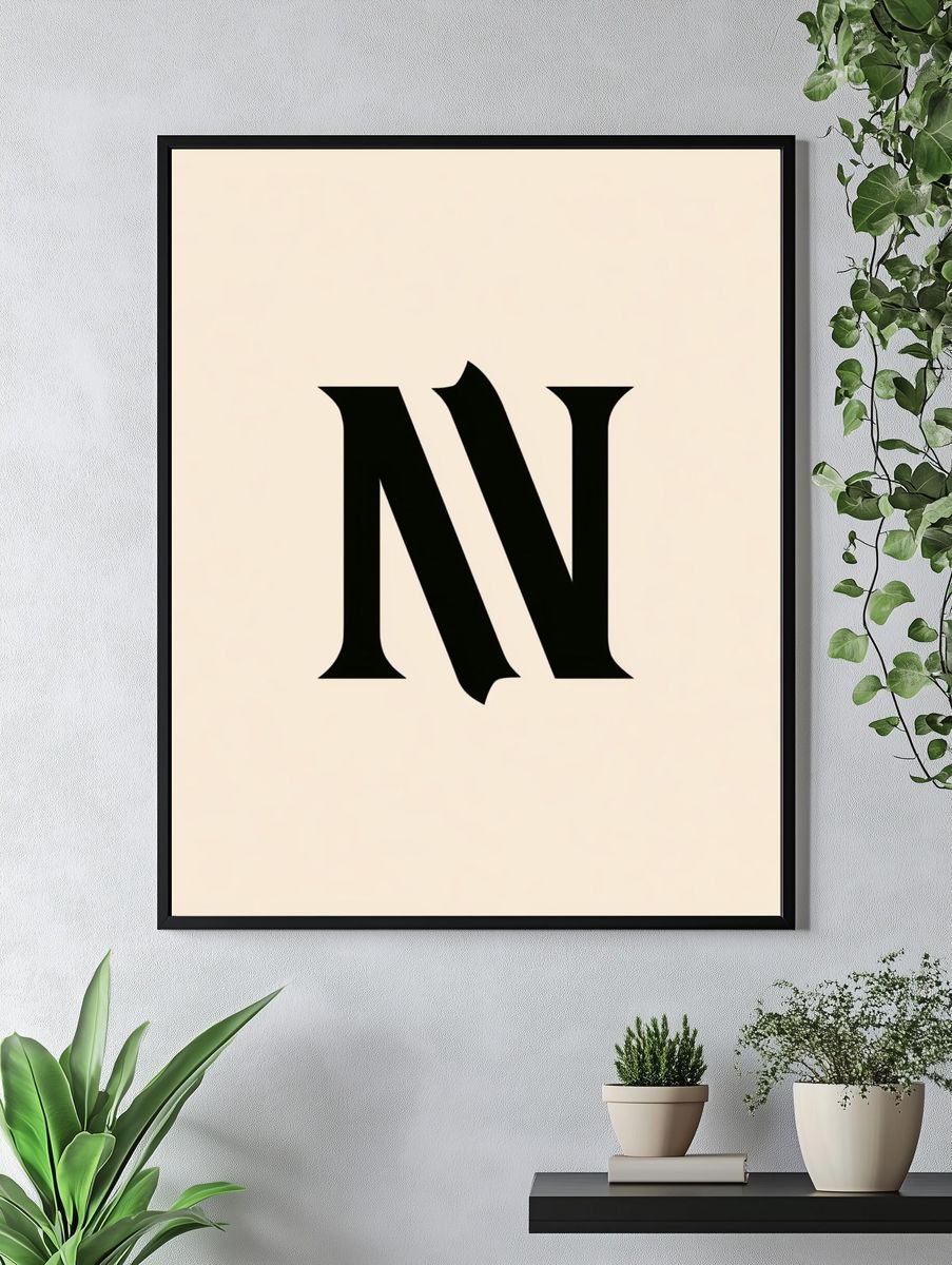 Monogram N Typography Poster. — room view 4
