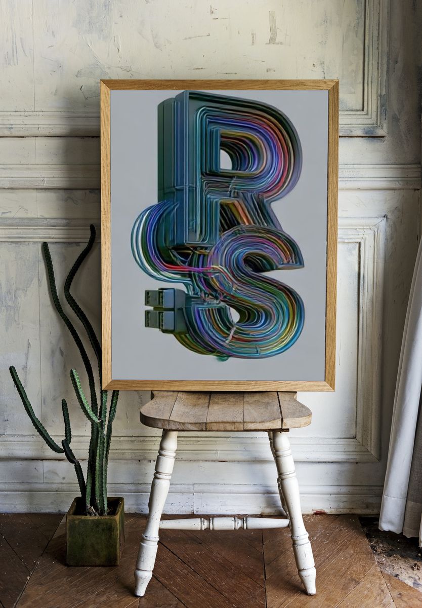 Colorful 3D Letter R S Poster. — room view 1
