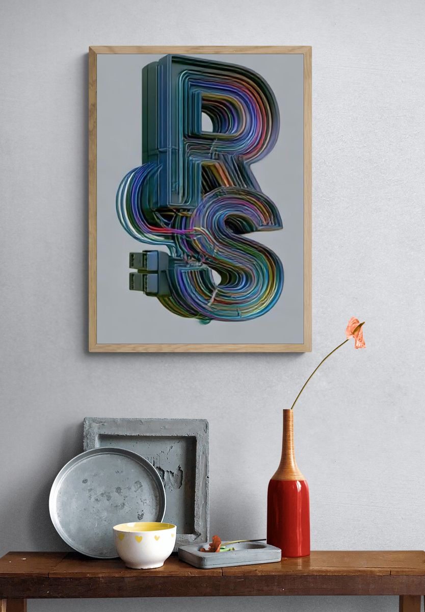 Colorful 3D Letter R S Poster. — room view 3