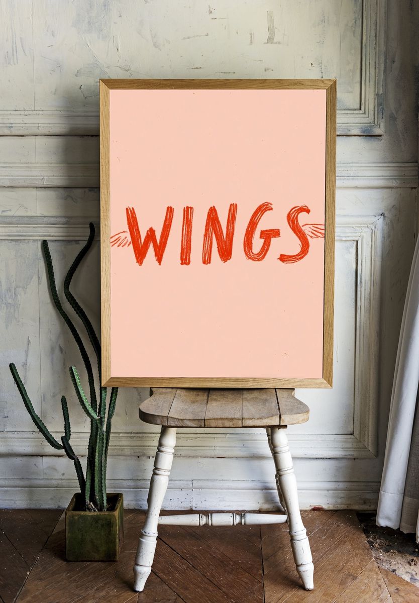Wings Typography Poster. — room view 1