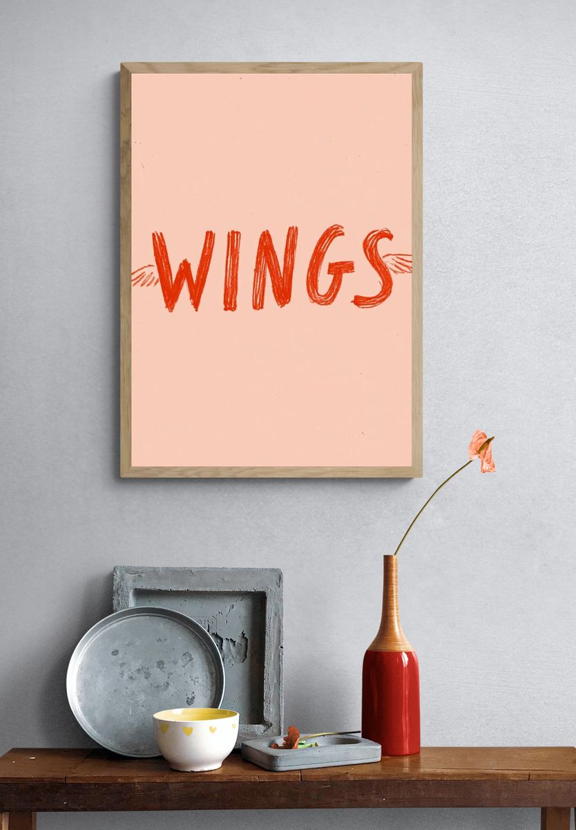 Wings Typography Poster. — room view 3