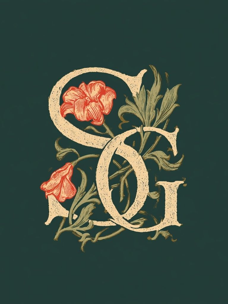 Floral Monogram Typography Poster. poster — typography art