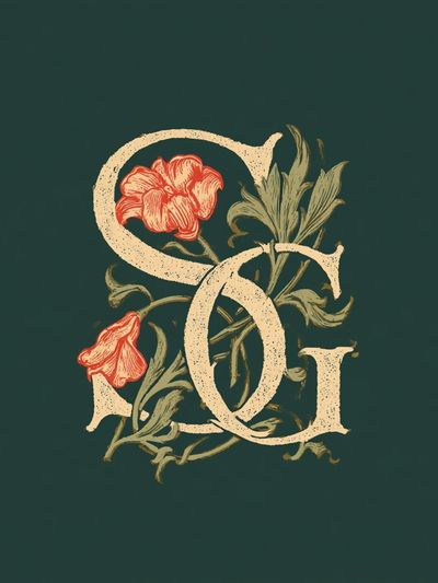 Floral Monogram Typography Poster.