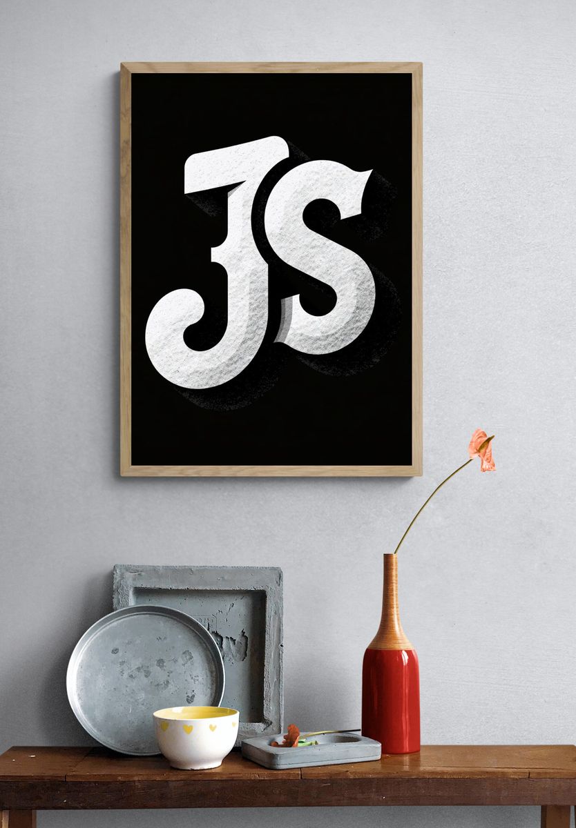 Monogram JS Typography Poster. — room view 3