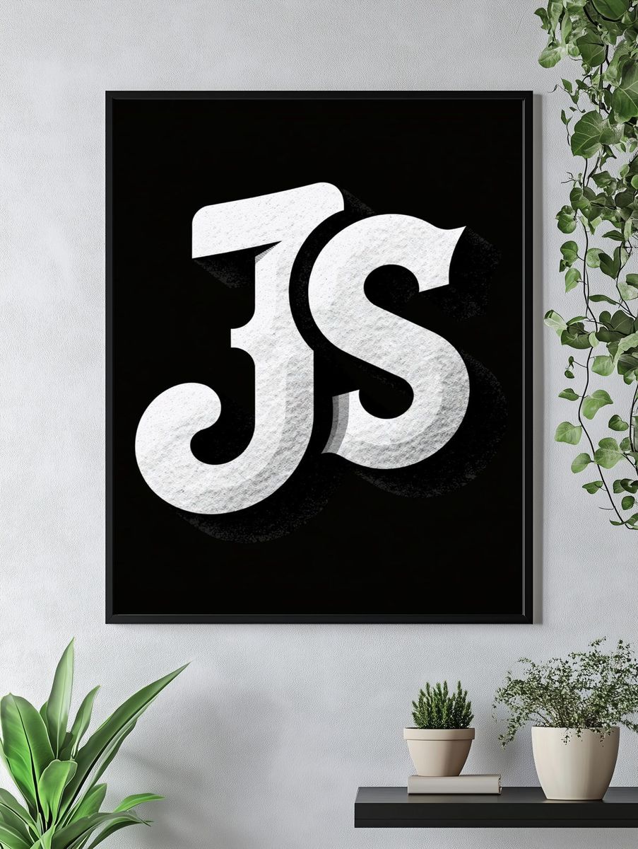 Monogram JS Typography Poster. — room view 4