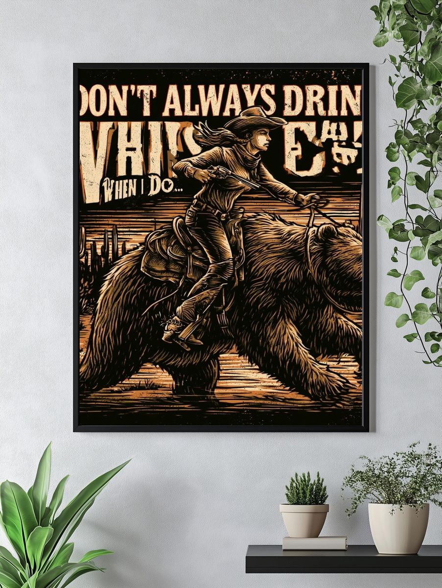 Cowboy Bear Typography Poster. — room view 4