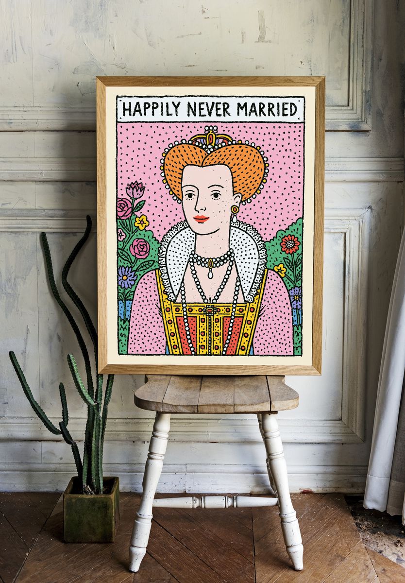 Happily Never Married Typography Print. — room view 1