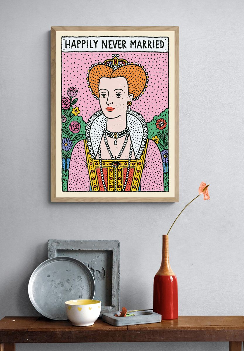 Happily Never Married Typography Print. — room view 3