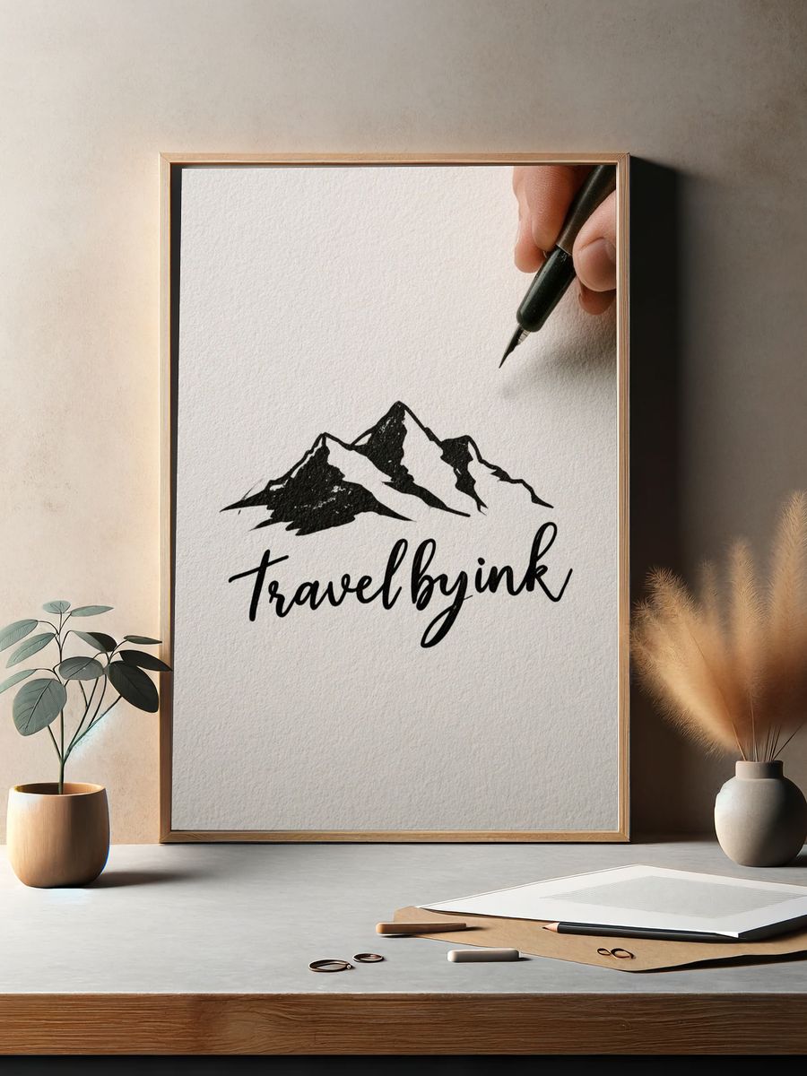 Travel by Ink Mountain Typography Poster. — room view 2