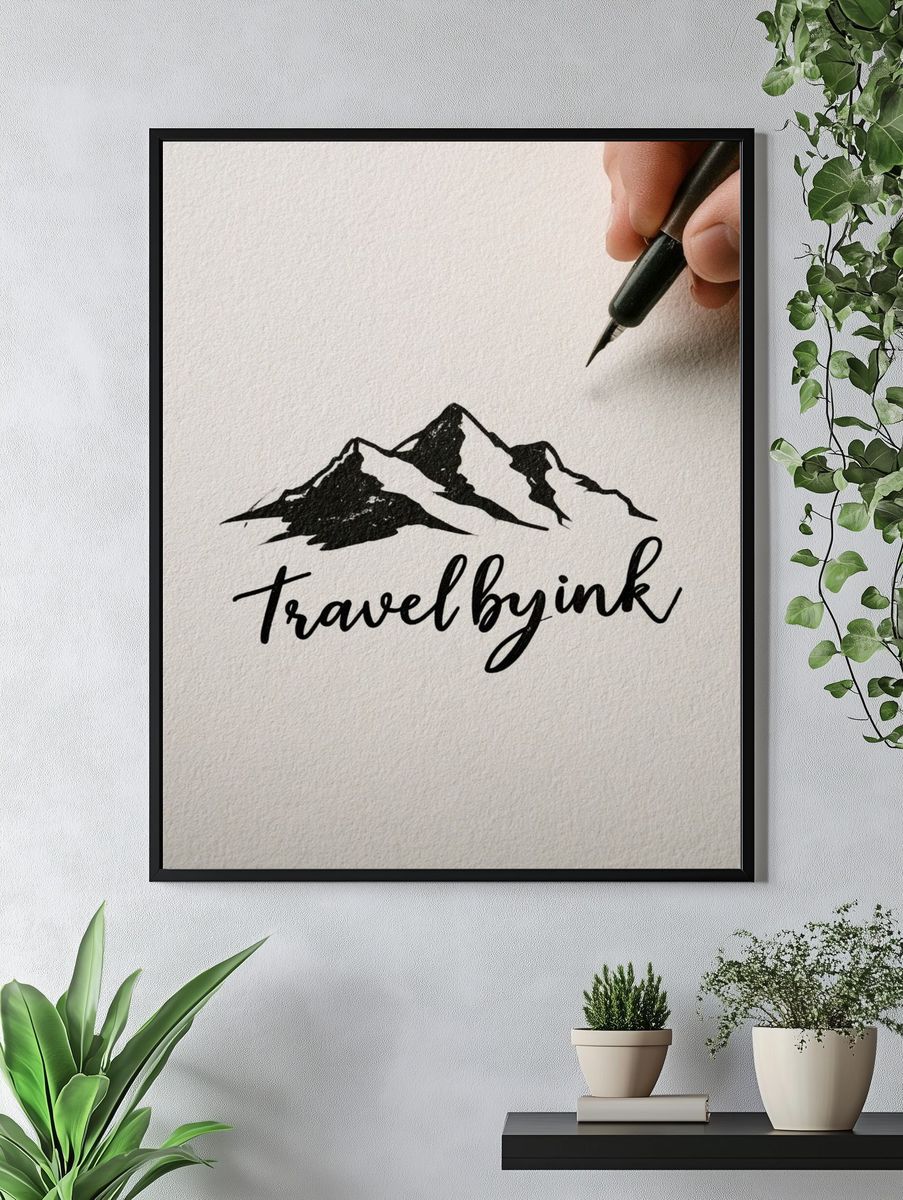 Travel by Ink Mountain Typography Poster. — room view 4