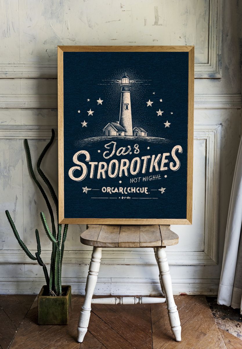Lighthouse Typography Poster. room preview
