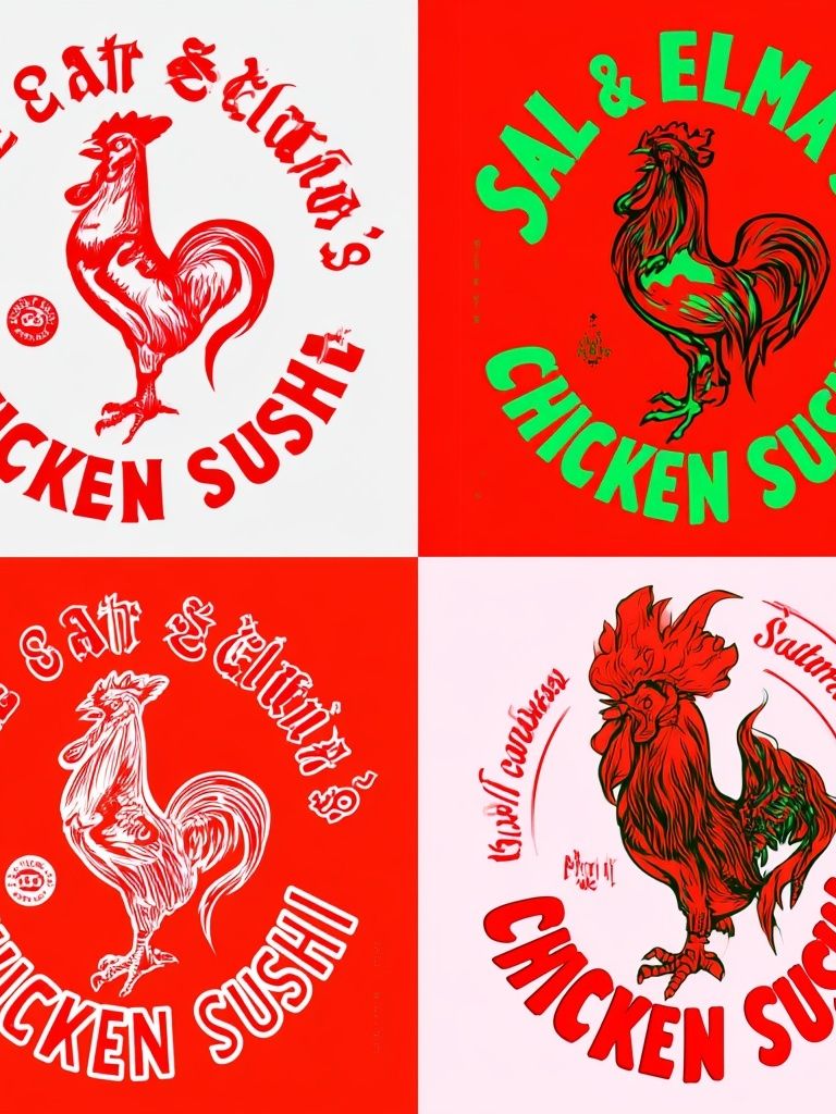 Chicken Sushi Typography Poster. poster detail