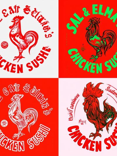Chicken Sushi Typography Poster. poster