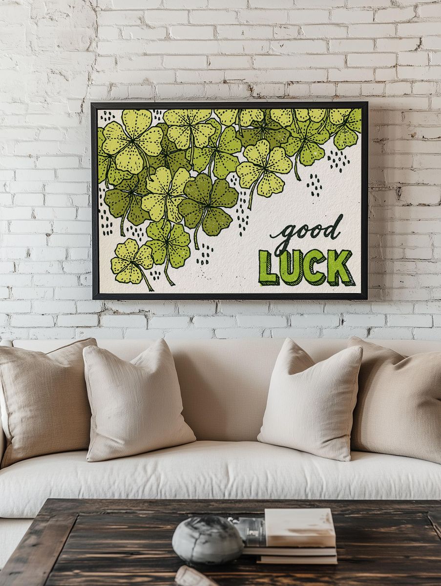 Lucky Clover Typography Print. — room view 1