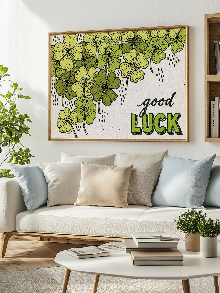 Lucky Clover Typography Print. — room view 2