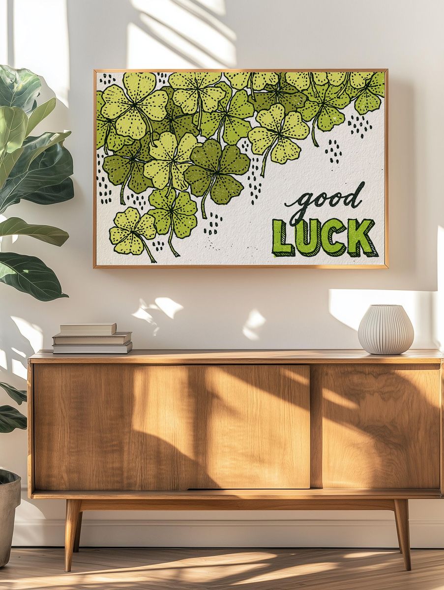 Lucky Clover Typography Print. — room view 3