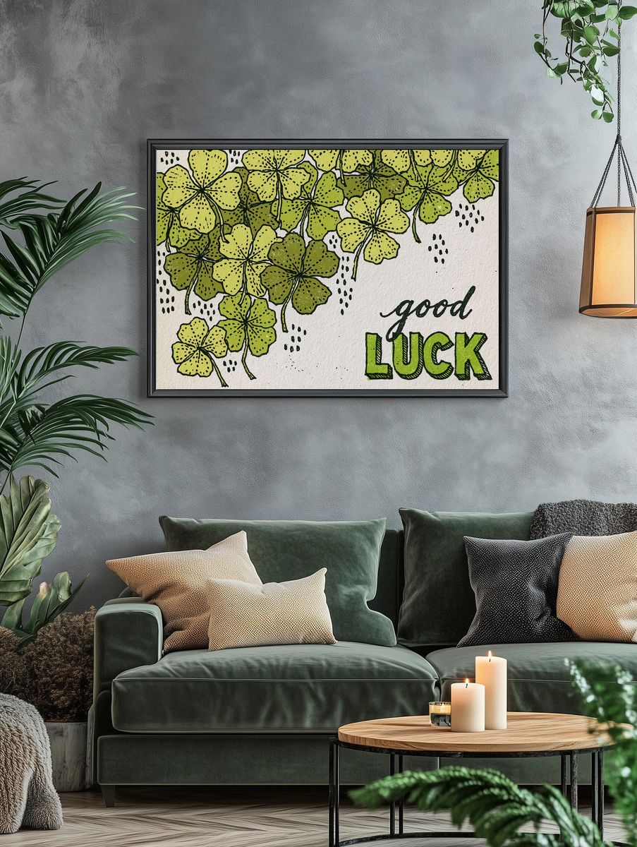 Lucky Clover Typography Print. — room view 4