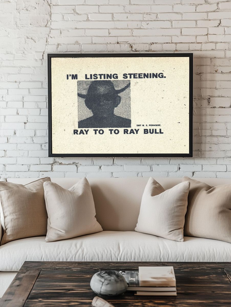 Ray to to Ray Bull Typography Print. — room view 1