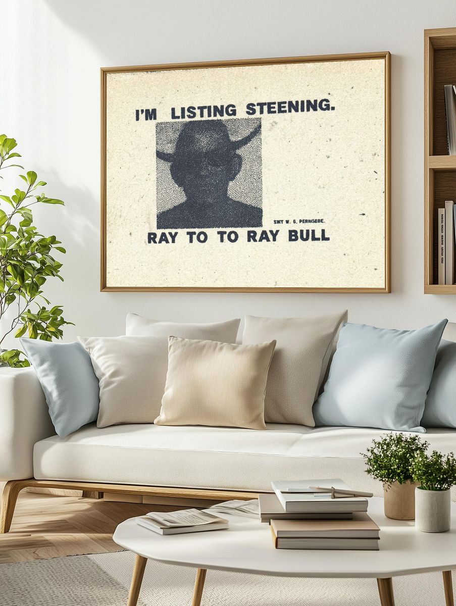 Ray to to Ray Bull Typography Print. — room view 2