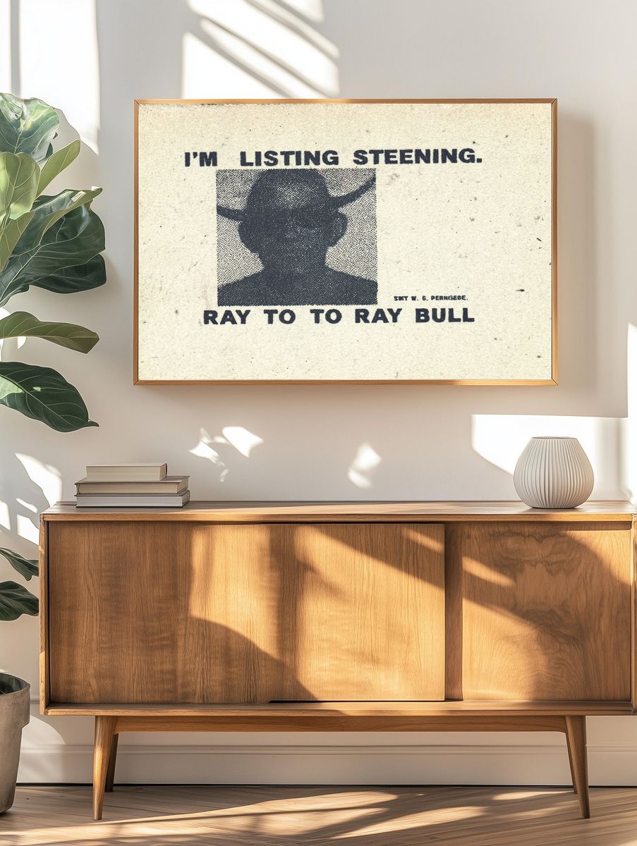 Ray to to Ray Bull Typography Print. — room view 3