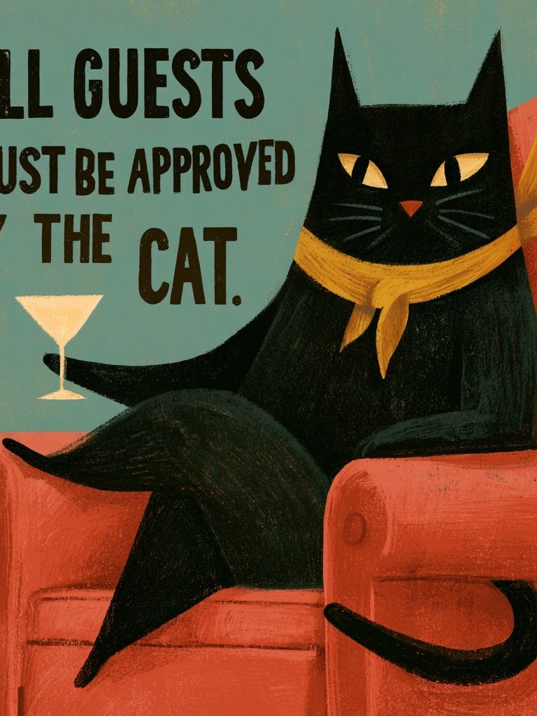 All Guests Must Be Approved Cat Poster. poster — typography art