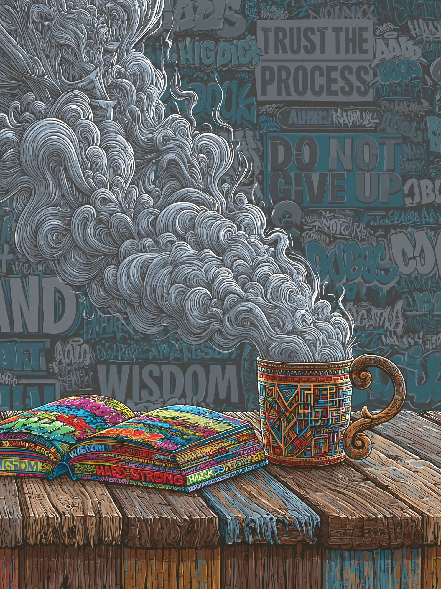 Wisdom and Process Typography Poster. poster detail