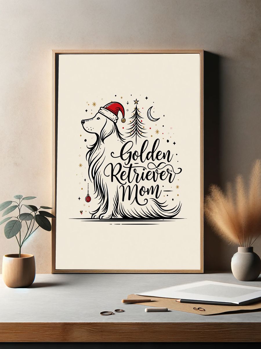 Golden Retriever Mom Typography Poster. — room view 2