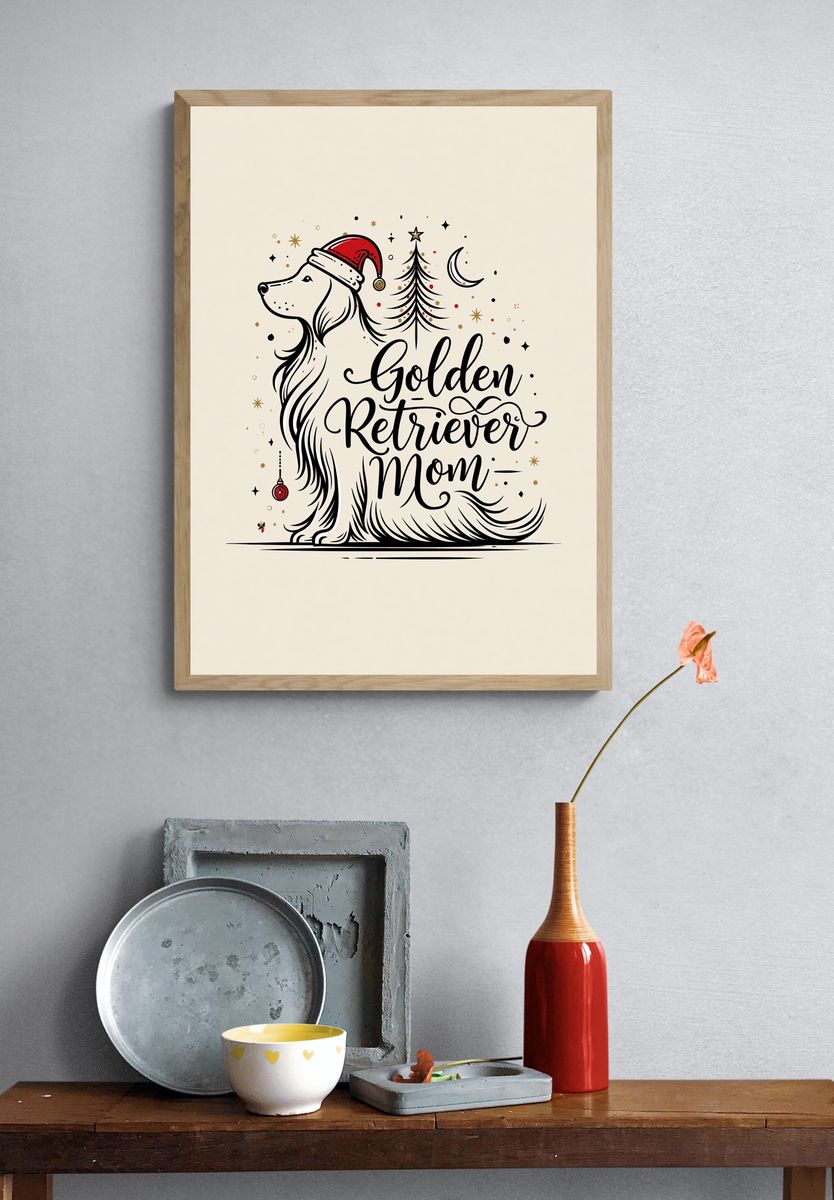 Golden Retriever Mom Typography Poster. — room view 3