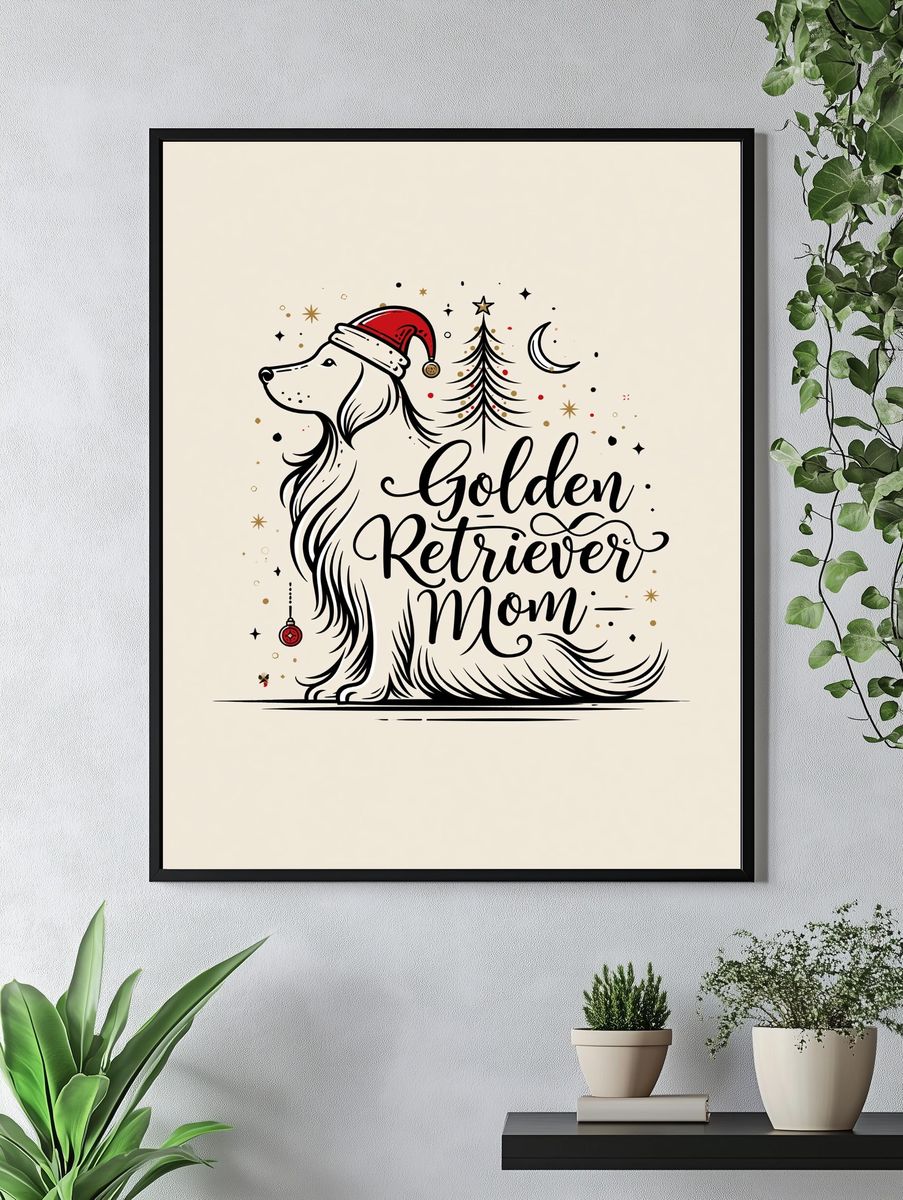 Golden Retriever Mom Typography Poster. — room view 4