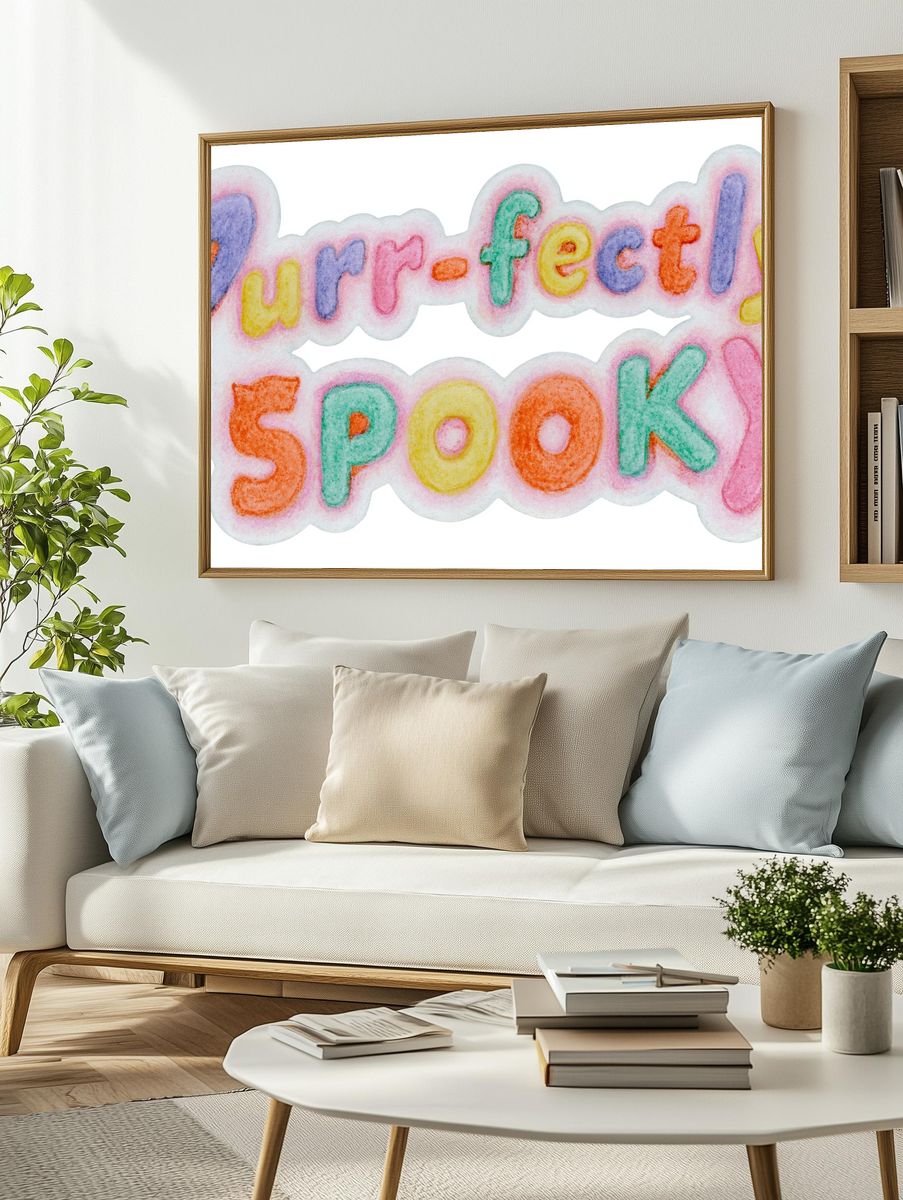 Purr-fectly Spooky Typography Poster. — room view 2