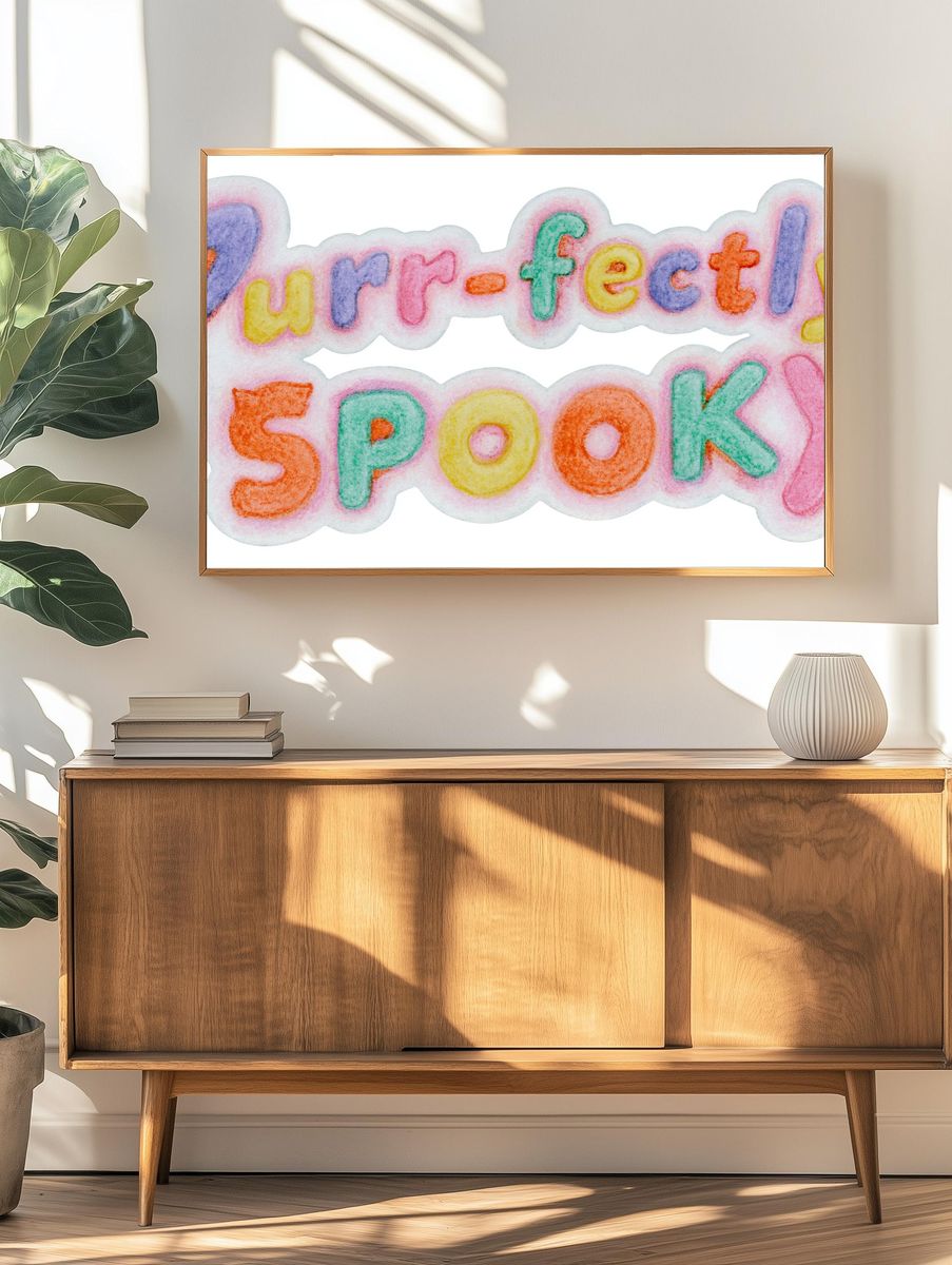 Purr-fectly Spooky Typography Poster. — room view 3