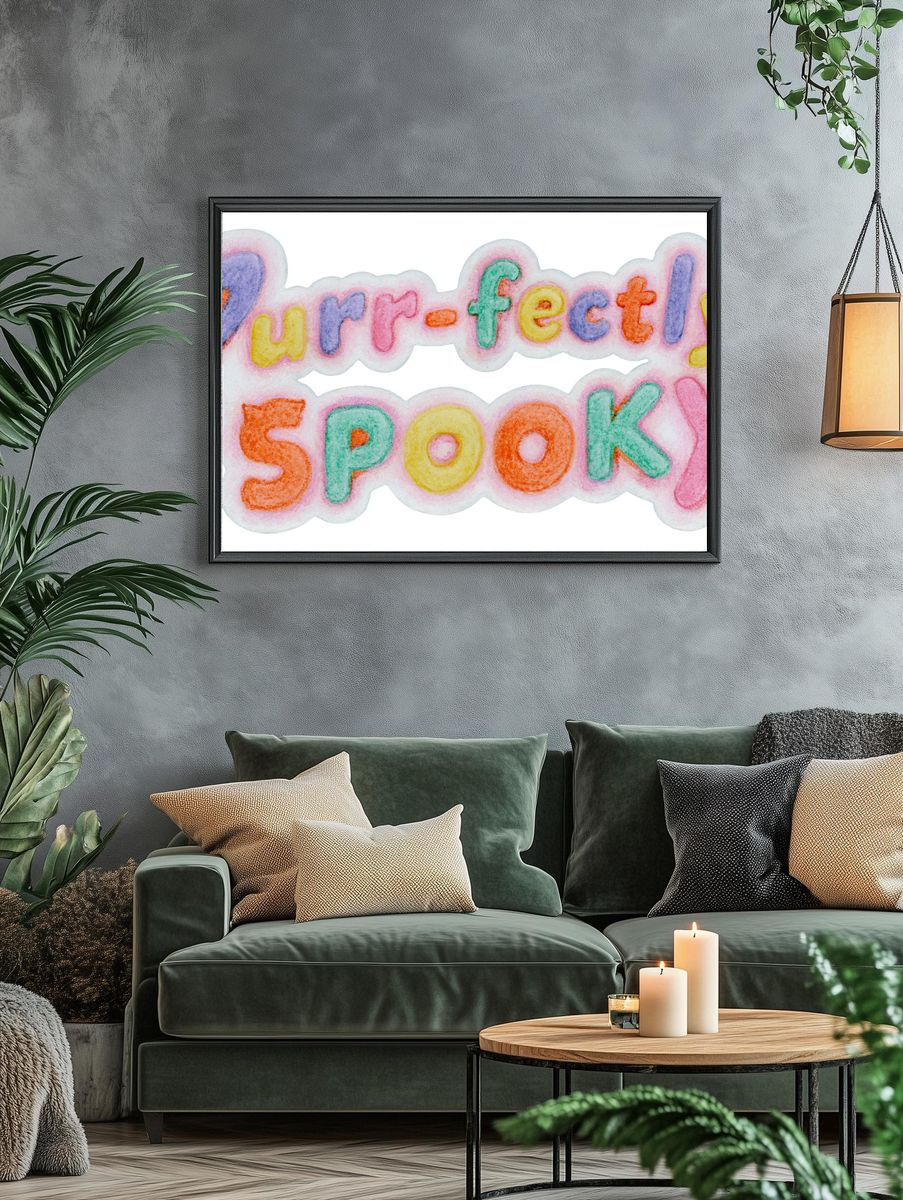 Purr-fectly Spooky Typography Poster. — room view 4