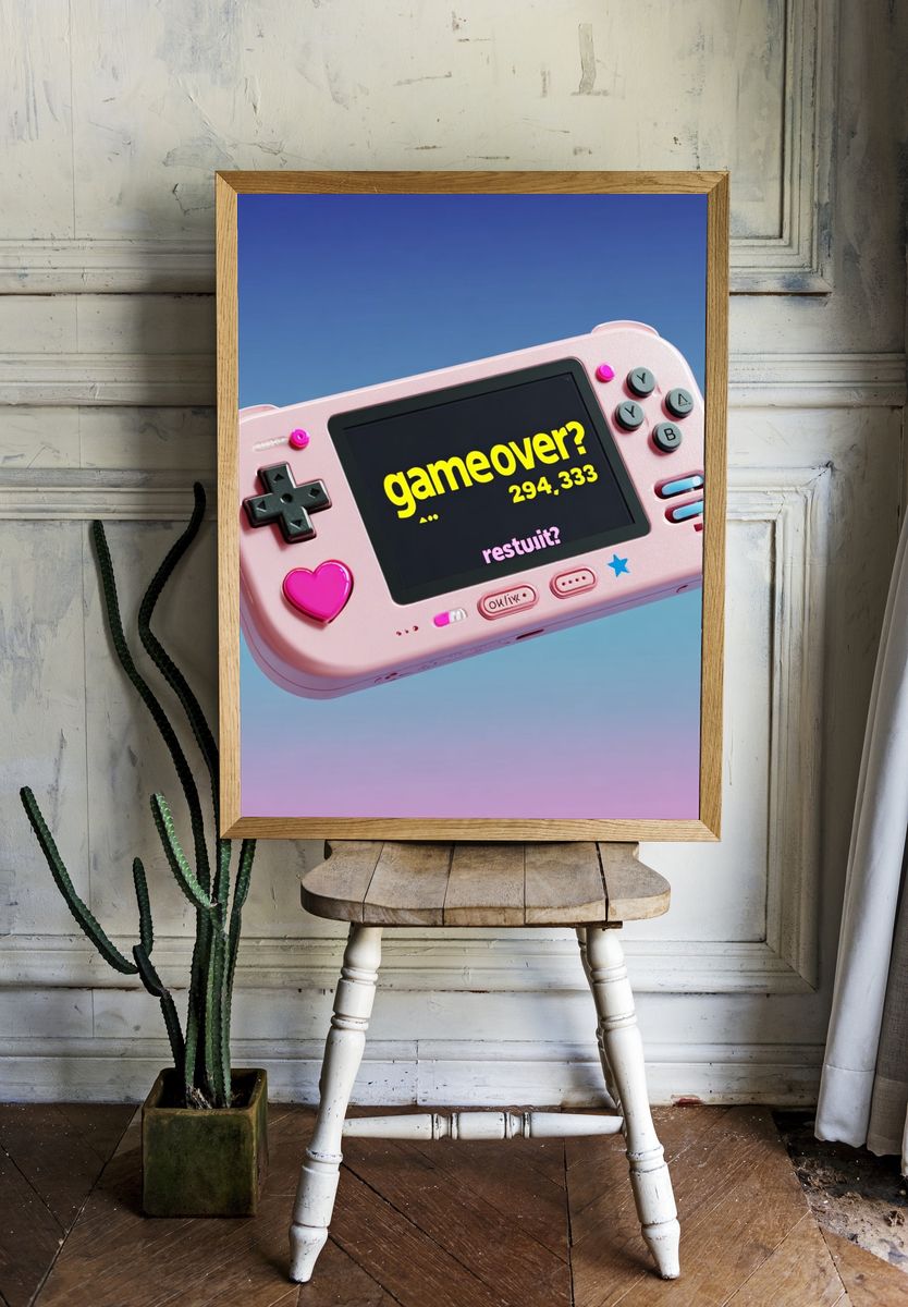 Pastel Game Console Typography Poster. room preview