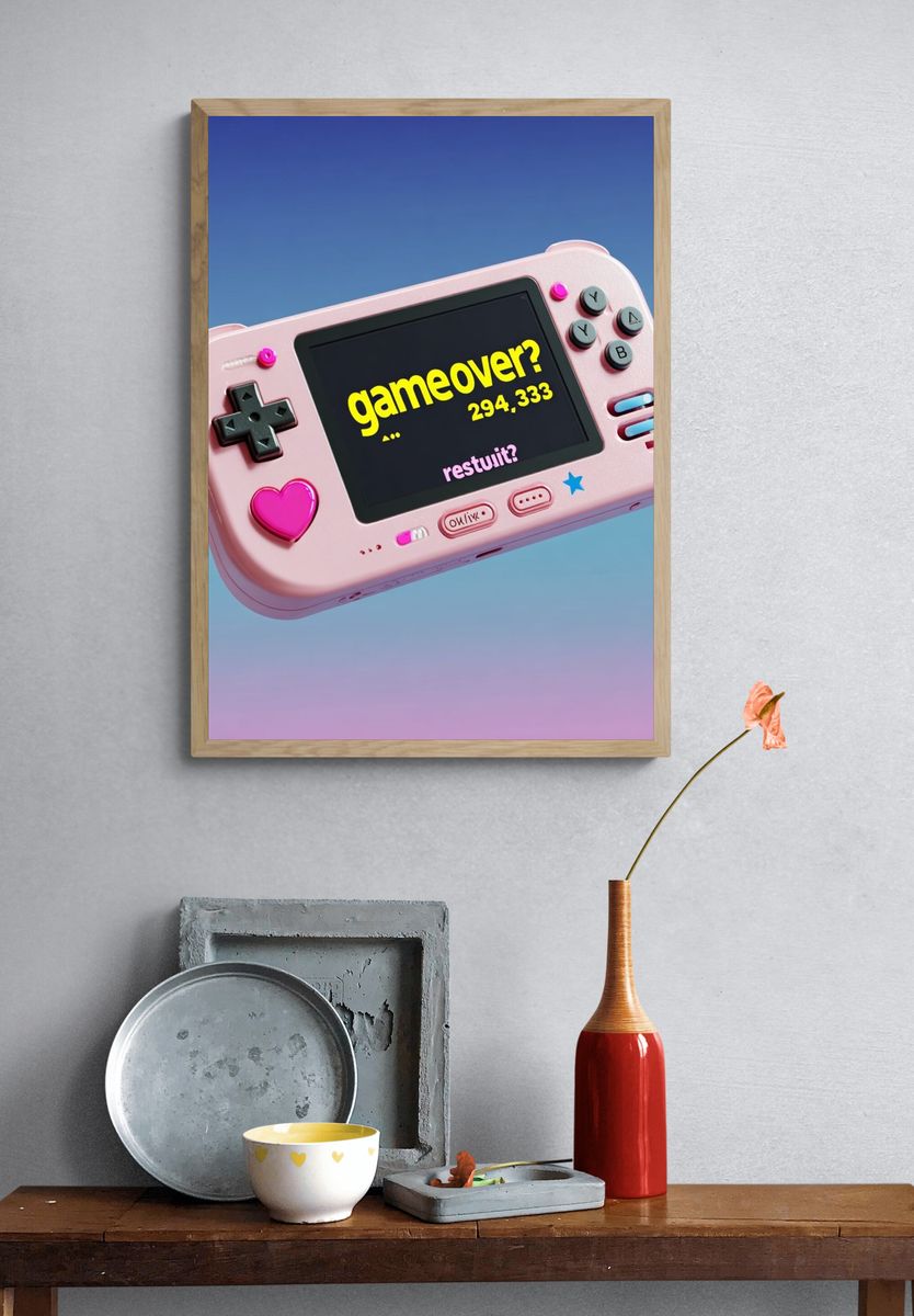 Pastel Game Console Typography Poster. — room view 3