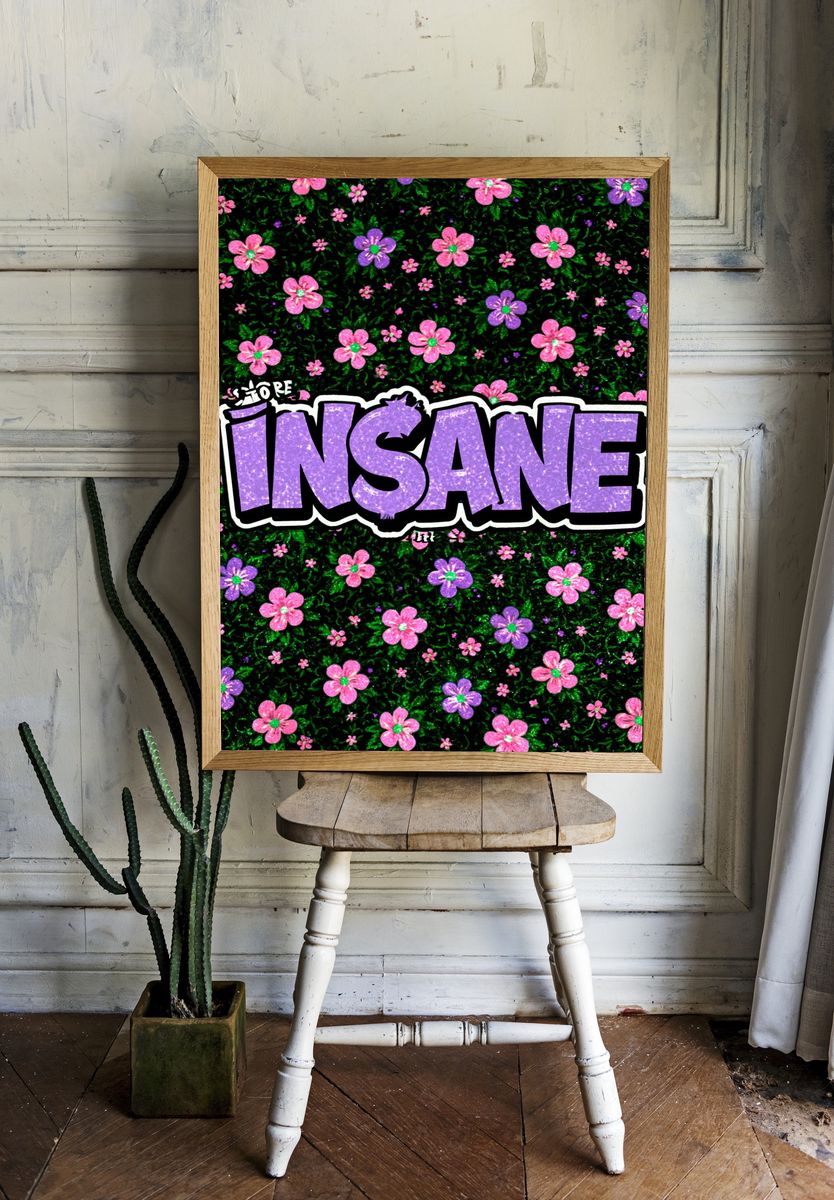 Insane Floral Typography Poster. room preview