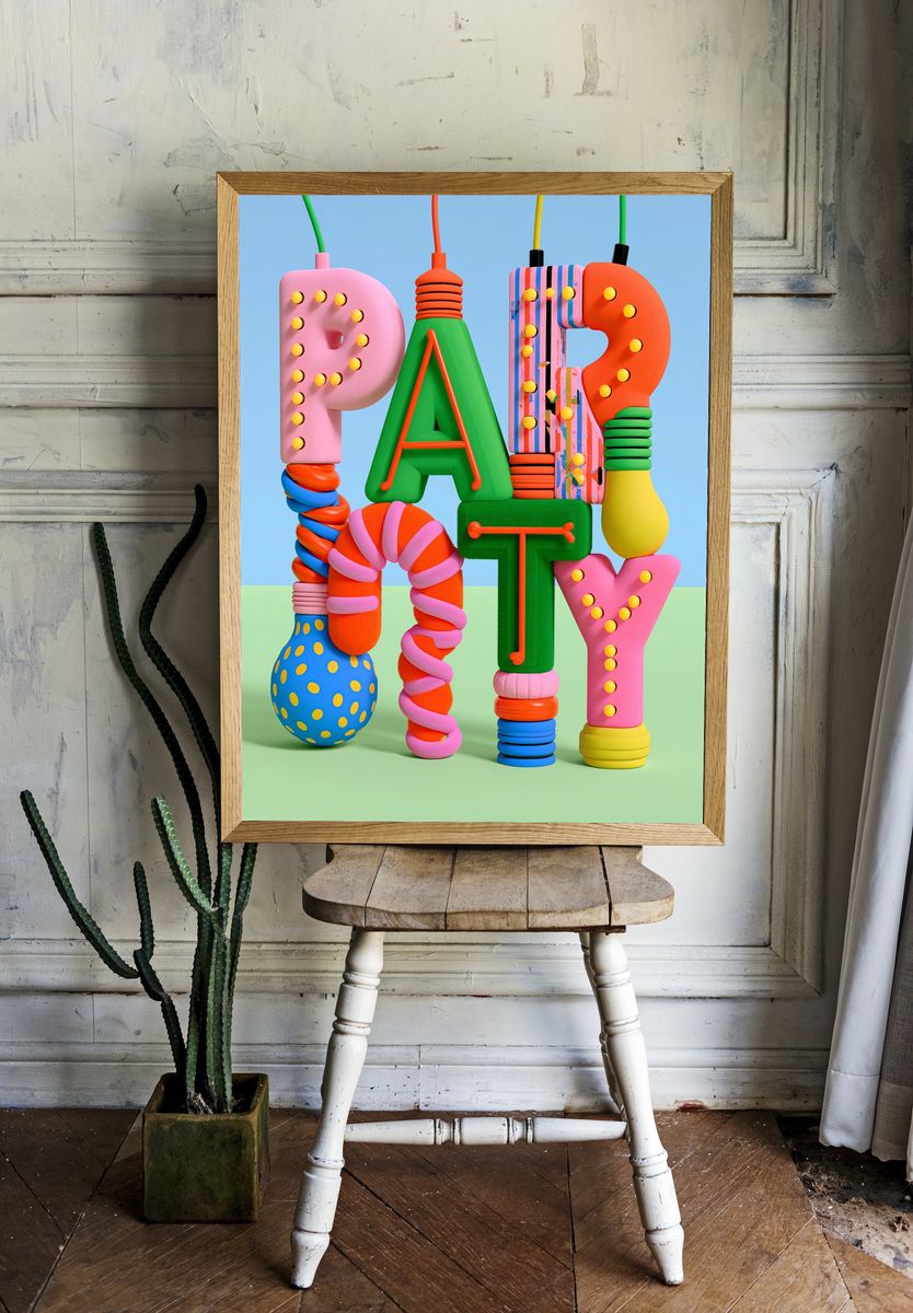 Playful 3D Alphabet Poster. room preview